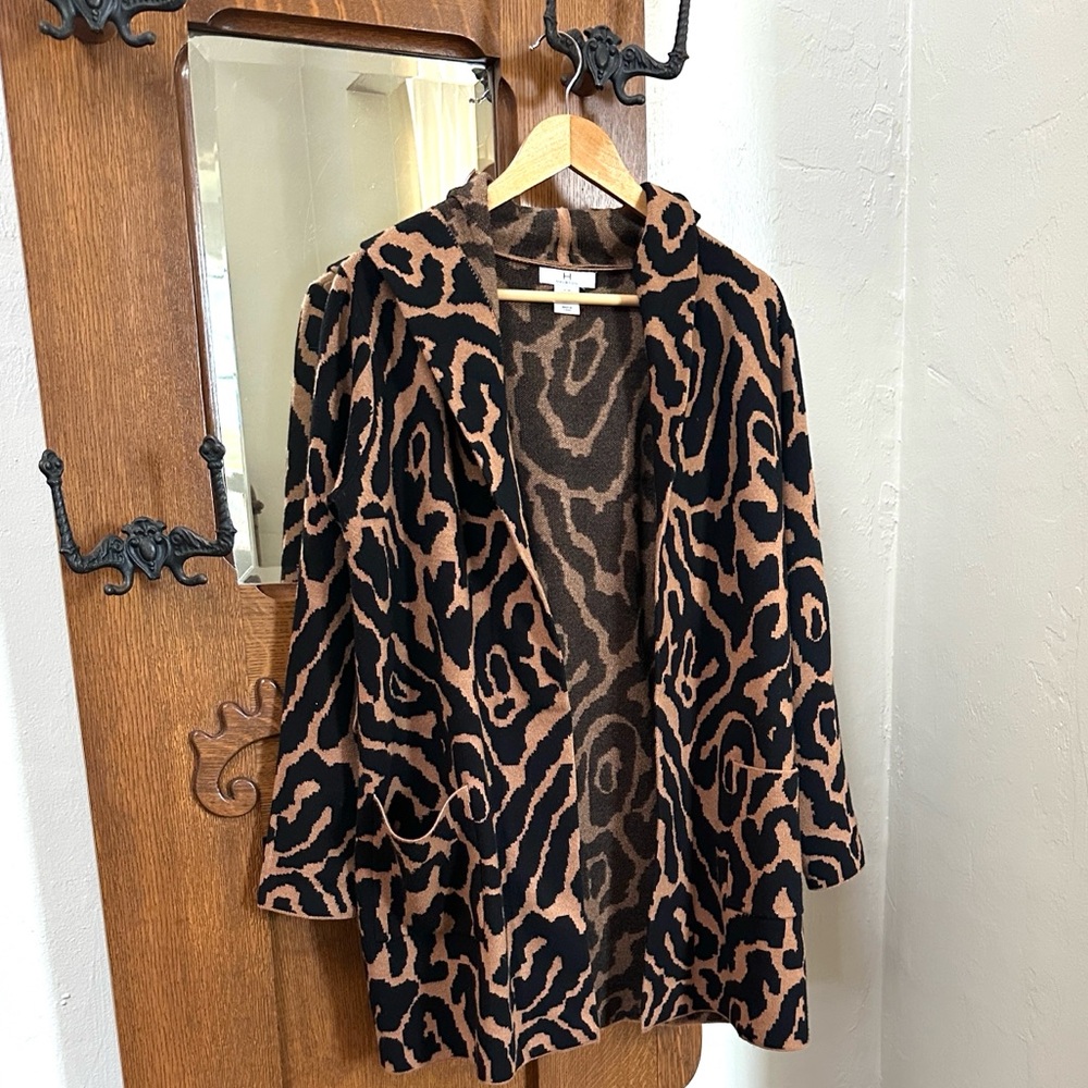 H by Halston Brown and Black Open Cardigan